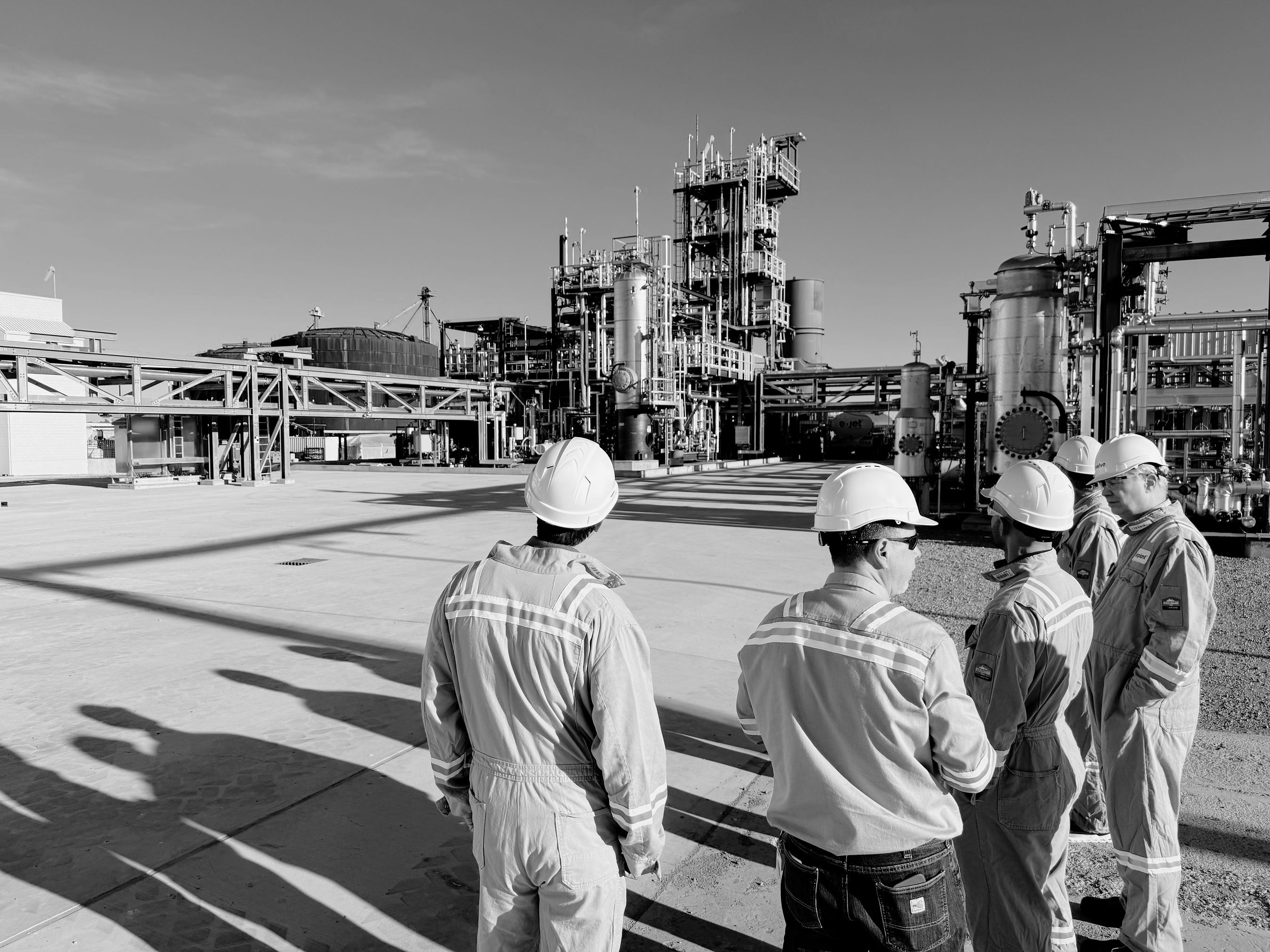 power-to-liquid fuel plant with storage tanks and process piping in washington state