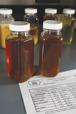 Glycerin is a 10 percent byproduct of the biodiesel production process./PHOTO: DAVID PURDY