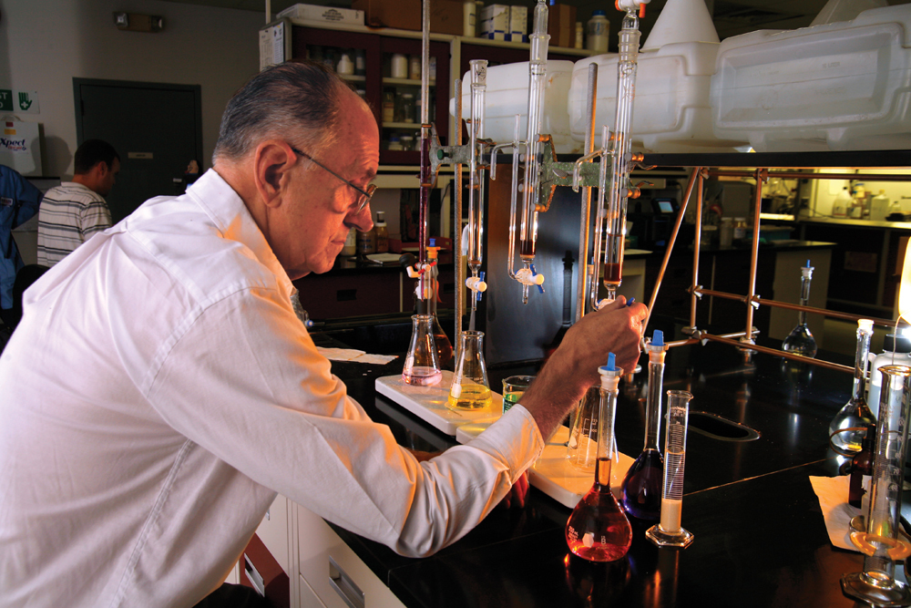 QUALITY TESTED: Bill Fries, senior research chemist at Purolite's lab in Philadelphia, evaluates biodiesel purified with the company's ion exchange resins. 