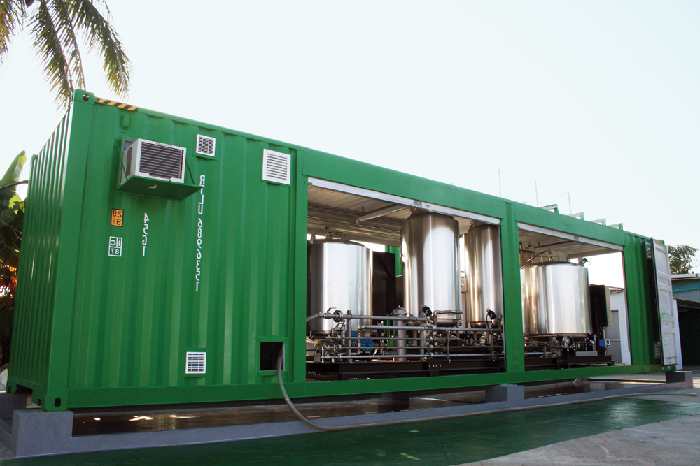 PORTABLE SOLUTION:  The FuelMatic system can be built into a shipping container to create a mobile production solution. 
