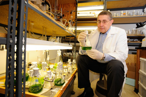 ISU genetics professor Martin Spalding is working to stack multiple desirable traits in one type of algae to engineer the perfect strain for commercial biodiesel production. PHOTO: ISU