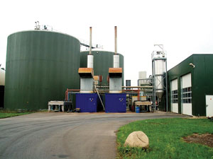 This biogas plant in Werlte, Germany, was designed by StormFisher's engineering partner Krieg & Fischer Ingenieure GmbH. The layout is similar to the configuration of StormFisher's plants./PHOTO: STORMFISHER BIOGAS
