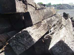 Railroad ties are treated with creosote, a hazardous wood preservative that is difficult to remove.