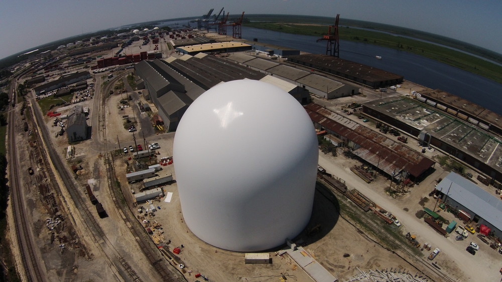 Enviva inflates first pellet storage dome at North Carolina port