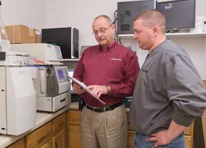 Kor, left, works closely with plant manager Matt Rynearson to keep operations running smoothly at the plant. 