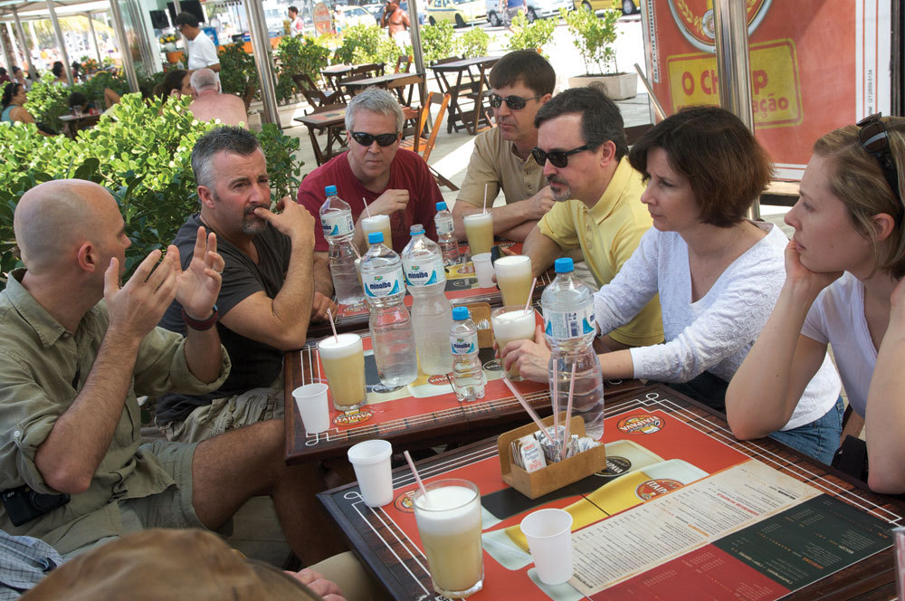 Time for Dialogue: Discussion over juice at Copacabana beach in Rio. 