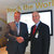 MEET AND GREET: Holk Nielsen of Novozymes, at left, shakes hands with Ricketts at Novozymesâ€™ headquarters in Denmark. Ricketts has made international trade missions a priority of his administration. 