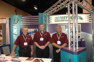 Victory Energy's, left to right, Charles Swallow, Charles Lockhart and Gary Persichini man the booth at the 2008 American Coalition for Ethanol conference in Omaha, Neb.
